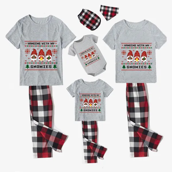 Christmas Matching Family Pajamas Seamless Hanging Gnomies Short Pajamas Set