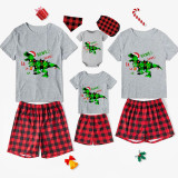 Christmas Matching Family Pajamas Dinosaur Rawr Fala Gray Short Pajamas Set