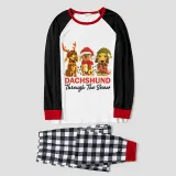 Christmas Matching Family Pajamas Dachshund Through the Snow Three Pets Gray Pajamas Set