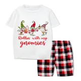 Christmas Matching Family Pajamas Rollin' with My Three Gnomies White Short Pajamas Set