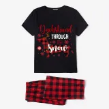 Christmas Matching Family Pajamas Dachshund Through the Snow Plaids Black Pajamas Set