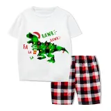 Christmas Matching Family Pajamas Dinosaur Rawr Fala Gray Short Pajamas Set