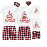 Christmas Matching Family Pajamas Dachshund Through the Snow Tree Gray Short Pajamas Set