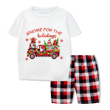 Christmas Matching Family Pajamas Holiday Car with Gnome White Short Pajamas Set