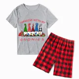 Christmas Matching Family Pajamas Hanging with My Friends Gnomies Gray Short Pajamas Set