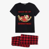 Christmas Matching Family Pajamas Wake Me Up When It's Christmas Black Pajamas Set