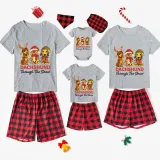 Christmas Matching Family Pajamas Dachshund Through the Snow Three Pets Gray Short Pajamas Set