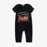 Christmas Matching Family Pajamas Holiday Car with Gnome Black Pajamas Set