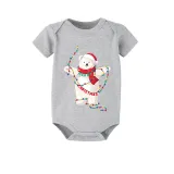 Christmas Matching Family Pajamas Christmas String Light Bear Gray Short Pajamas Set
