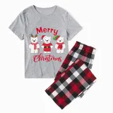 Christmas Matching Family Pajamas Three Bear Snowman Merry Christmas Gray Short Pajamas Set