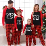 Christmas Matching Family Pajamas Papa Mama and Baby Bear Black Red Plaids Pajamas Set
