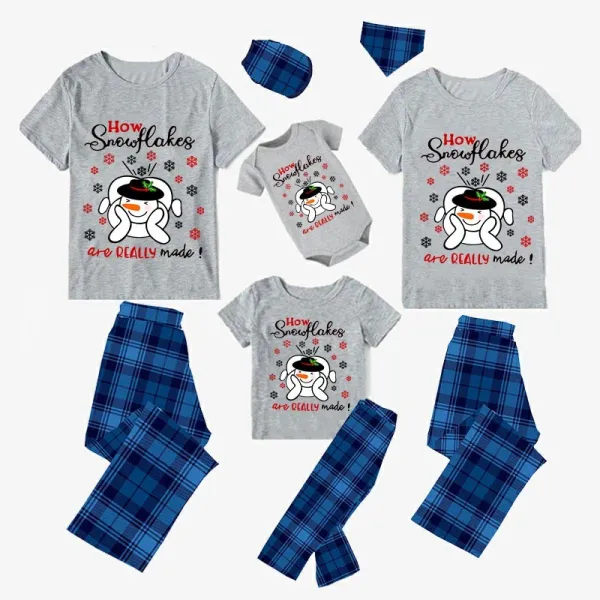 Christmas Matching Family Pajamas How Snowflakes Are Really Made Lying Snowman Blue Pajamas Set