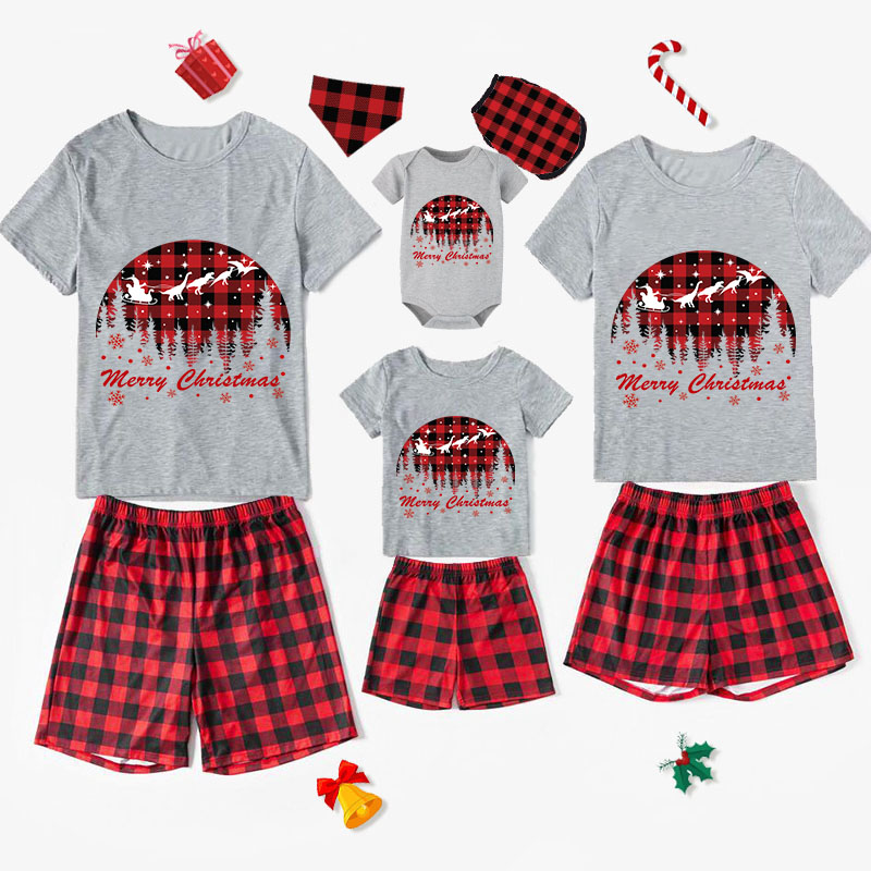 Christmas Matching Family Pajamas Dinosaur Merry Christmas Gray Short Pajamas Set