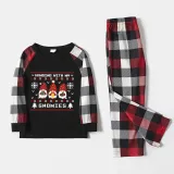 Christmas Matching Family Pajamas Seamless Hanging Gnomies Black Red Pajamas Set