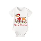 Christmas Matching Family Pajamas Merry Christmas Dachshund White Short Pajamas Set