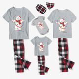 Christmas Matching Family Pajamas Christmas String Light Bear Gray Short Pajamas Set