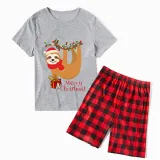 Christmas Matching Family Pajamas Sloth Christmas Gift Gray Short Pajamas Set