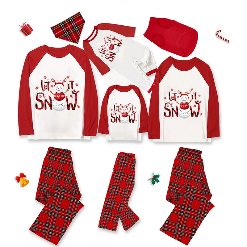 Christmas Matching Family Pajamas Let It Snowman Gray Pajamas Set