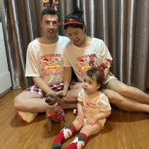 Christmas Matching Family Pajamas Dachshund Through the Snow Gray Short Pajamas Set