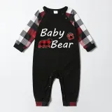 Christmas Matching Family Pajamas Papa Mama and Baby Bear Family Black Red Plaids Pajamas Set