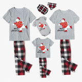 Christmas Matching Family Pajamas Skating Bear Merry Christmas Gray Short Pajamas Set