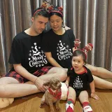 Christmas Matching Family Pajamas Merry Christmas Dachshund Black Pajamas Set