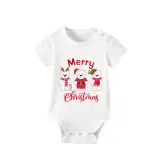 Christmas Matching Family Pajamas Three Bear Snowman Merry Christmas White Short Pajamas Set