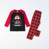 Christmas Matching Family Pajamas Chillin' with Hat Snowman Red Pajamas Set
