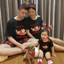 Christmas Matching Family Pajamas Wake Me Up When It's Christmas Black Pajamas Set
