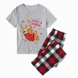 Christmas Matching Family Pajamas Merry Christmas Sloth White Short Pajamas Set