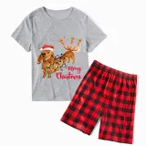 Christmas Matching Family Pajamas Merry Christmas Dachshund Gray Short Pajamas Set