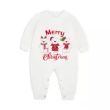 Christmas Matching Family Pajamas Three Bear Snowman Merry Christmas White Pajamas Set