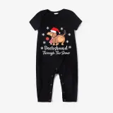 Christmas Matching Family Pajamas Dachshund Through the Snow Black Pajamas Set