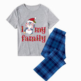 Christmas Matching Family Pajamas I Love My Family Penguin Blue Pajamas Set