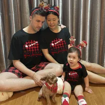 Christmas Matching Family Pajamas Dinosaur Merry Christmas Black Pajamas Set