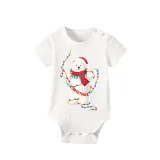 Christmas Matching Family Pajamas Christmas String Light Bear Gray Short Pajamas Set