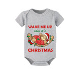 Christmas Matching Family Pajamas Wake Me Up When It's Christmas Gray Short Pajamas Set