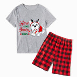 Christmas Matching Family Pajamas Here Comes Santa Paws Gray Short Pajamas Set
