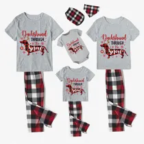 Christmas Matching Family Pajamas Dachshund Through the Snow Plaids White Short Pajamas Set