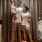 Christmas Matching Family Pajamas Hanging with My Friends Gnomies Gray Short Pajamas Set