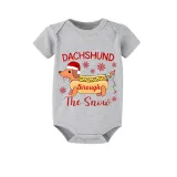 Christmas Matching Family Pajamas Dachshund Through the Snow White Short Pajamas Set