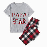 Christmas Matching Family Pajamas Papa Mama and Baby Bear Gray Short Pajamas Set