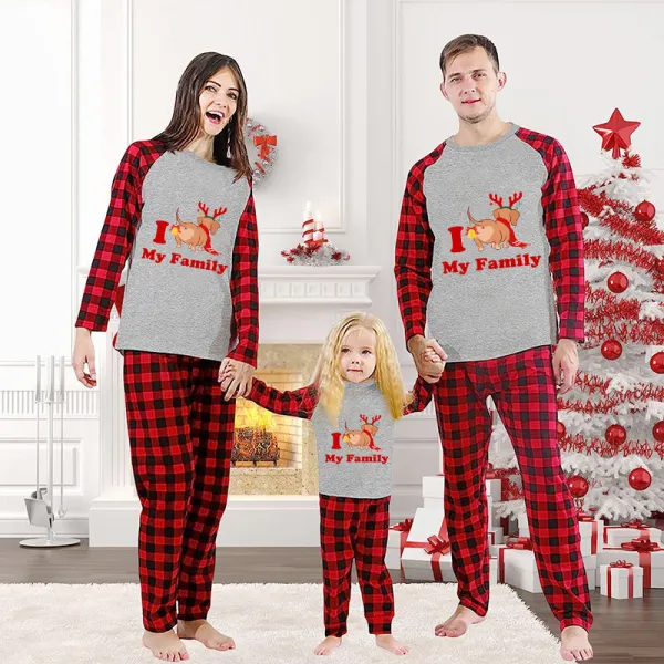 Christmas Matching Family Pajamas I Love My Family Dachshund Gray Pajamas Set