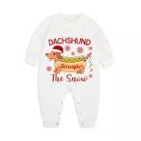 Christmas Matching Family Pajamas Dachshund Through the Snow Green Pajamas Set