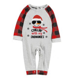 Christmas Matching Family Pajamas Chillin' with Hat Snowman Gray Pajamas Set