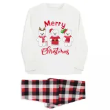Christmas Matching Family Pajamas Three Bear Snowman Merry Christmas White Pajamas Set