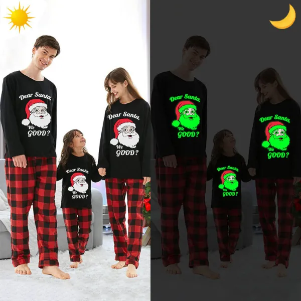 Christmas Matching Family Pajamas Luminous Glowing Dear Santa We Good Black Pajamas Set