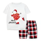 Christmas Matching Family Pajamas Skating Bear Merry Christmas White Short Pajamas Set