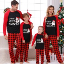 Christmas Matching Family Pajamas Chillin' with Snowman Red Pajamas Set