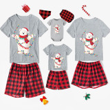 Christmas Matching Family Pajamas Christmas String Light Bear White Short Pajamas Set